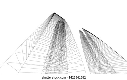Abstract modern architecture building 3d