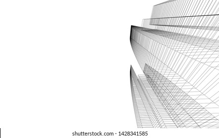 Abstract modern architecture building 3d