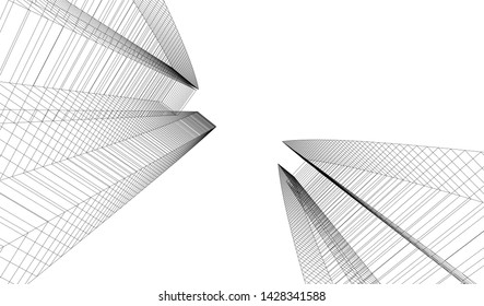 Abstract modern architecture building 3d