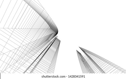 Abstract modern architecture building 3d