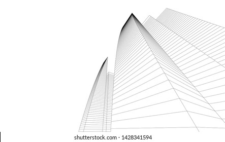 Abstract modern architecture building 3d