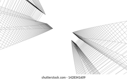 Abstract modern architecture building 3d