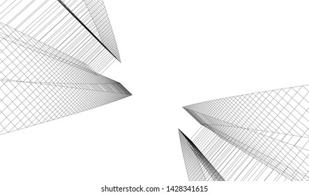 Abstract modern architecture building 3d