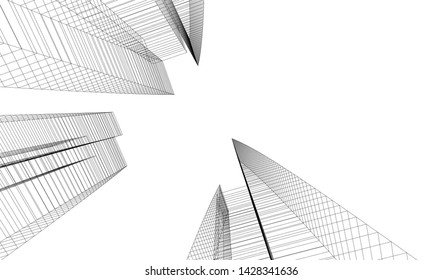Abstract modern architecture building 3d