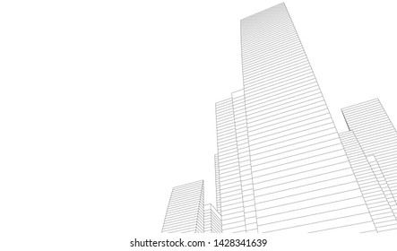 Abstract modern architecture building 3d