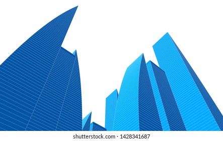 Abstract modern architecture building 3d