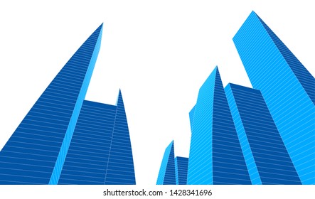 Abstract modern architecture building 3d