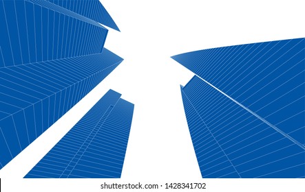 Abstract modern architecture building 3d
