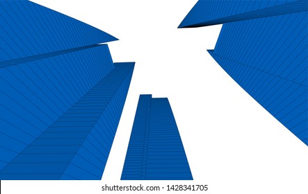 Abstract modern architecture building 3d