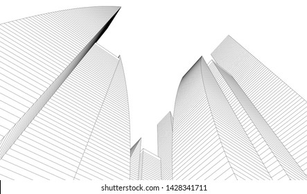 Abstract modern architecture building 3d
