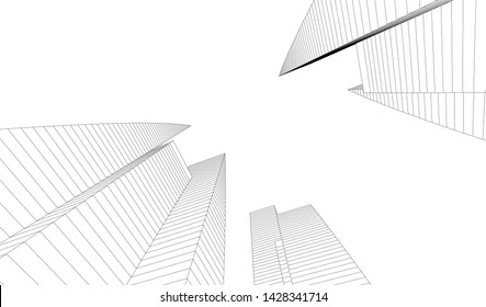 Abstract modern architecture building 3d
