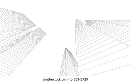 Abstract modern architecture building 3d