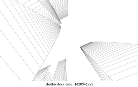 Abstract modern architecture building 3d