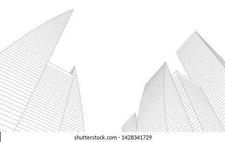 Abstract modern architecture building 3d