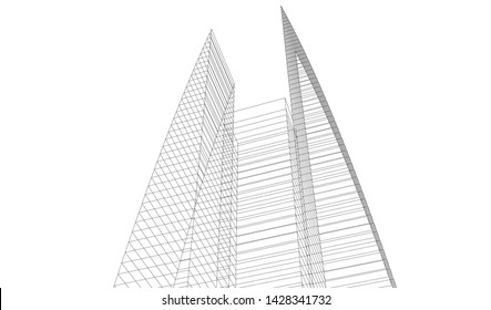 Abstract modern architecture building 3d