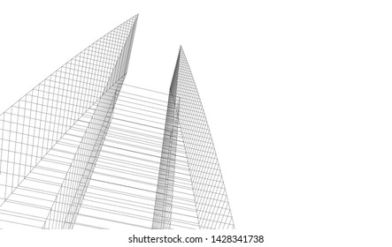 Abstract modern architecture building 3d