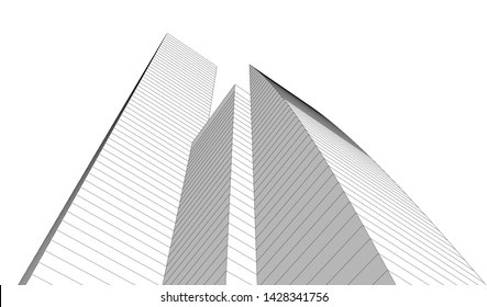 Abstract modern architecture building 3d