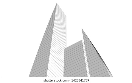 Abstract modern architecture building 3d