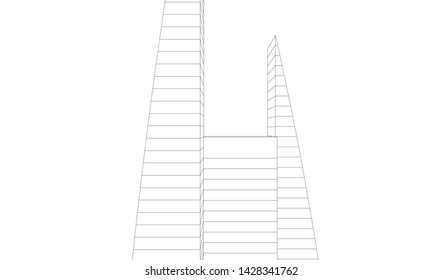 Abstract modern architecture building 3d