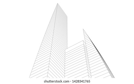 Abstract modern architecture building 3d