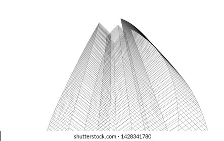 Abstract modern architecture building 3d