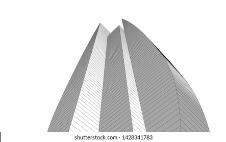 Abstract modern architecture building 3d