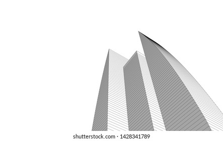Abstract modern architecture building 3d