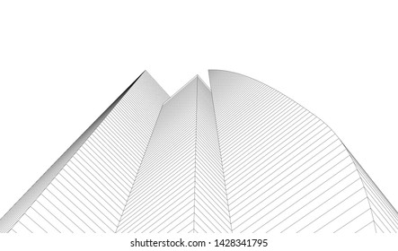 Abstract modern architecture building 3d
