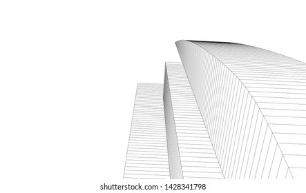 Abstract modern architecture building 3d