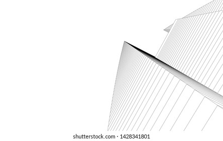 Abstract modern architecture building 3d