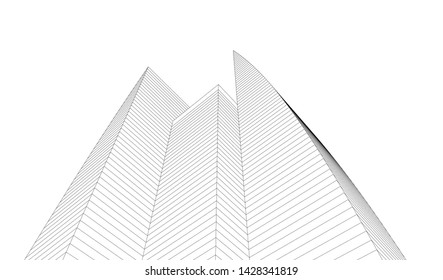 Abstract modern architecture building 3d