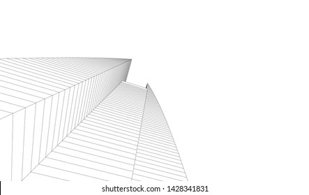 Abstract modern architecture building 3d