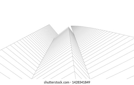 Abstract modern architecture building 3d