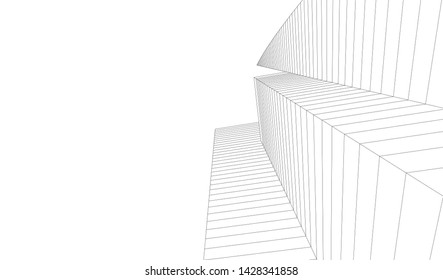 Abstract modern architecture building 3d