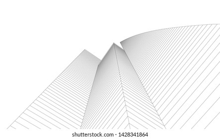 Abstract modern architecture building 3d