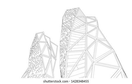 Abstract modern architecture building 3d