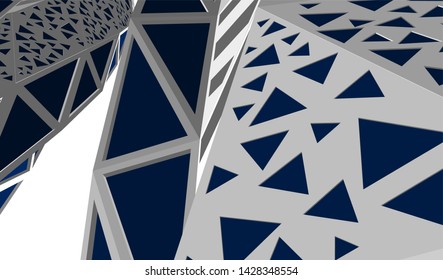 Abstract modern architecture building 3d