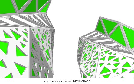 Abstract modern architecture building 3d