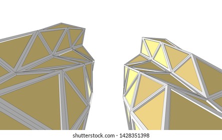 Abstract modern architecture building 3d