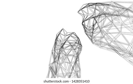 Abstract modern architecture building 3d