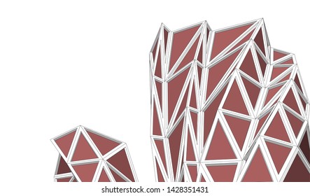 Abstract modern architecture building 3d