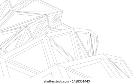 Abstract modern architecture building 3d