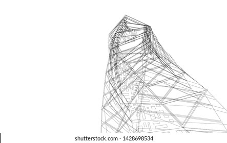 Abstract modern architecture building 3d