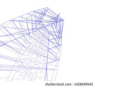 Abstract modern architecture building 3d