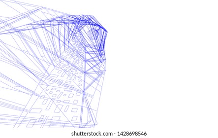 Abstract modern architecture building 3d