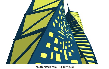 Abstract modern architecture building 3d