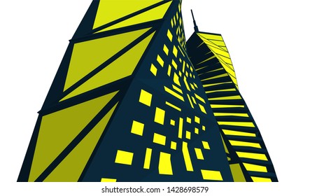 Abstract modern architecture building 3d
