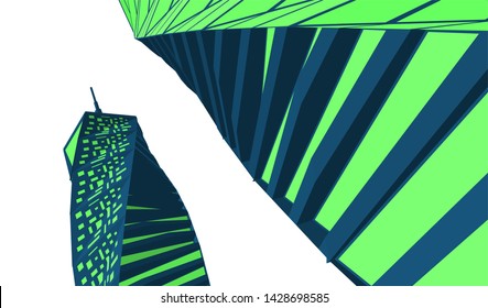 Abstract modern architecture building 3d