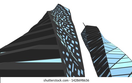 Abstract modern architecture building 3d