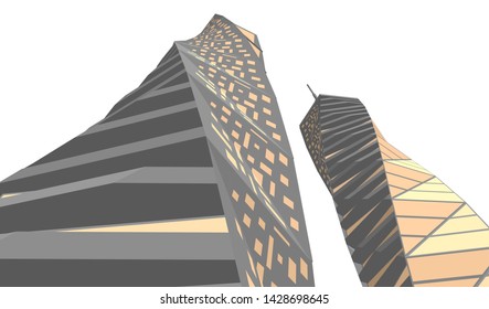 Abstract modern architecture building 3d